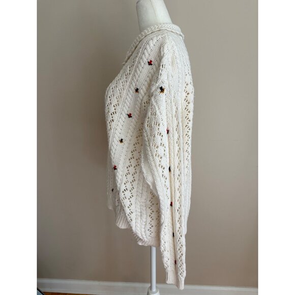 Vintage 90s Cottagecore Liz Sport Floral Embroidered Sweater Size Small - Picture 6 of 14